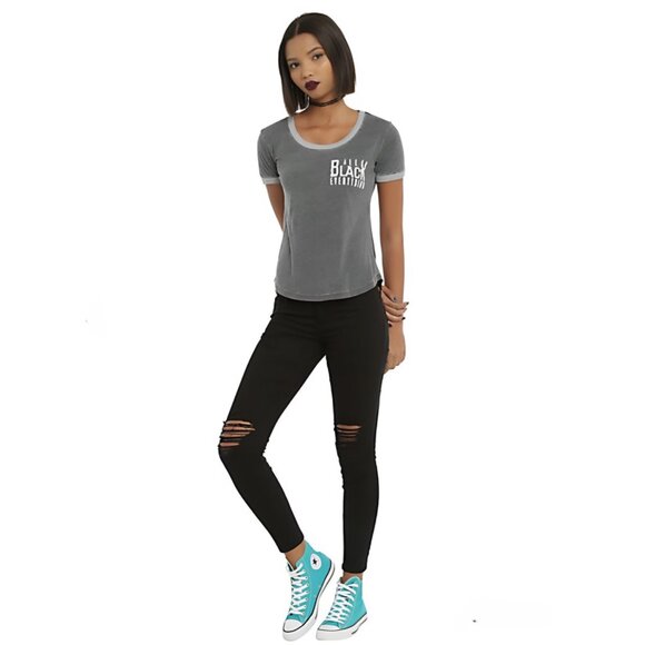 Black Matter ✦ “All Black Everything” Burnout Ringer Tee ✦ Heather Gray Irony L - Picture 3 of 4